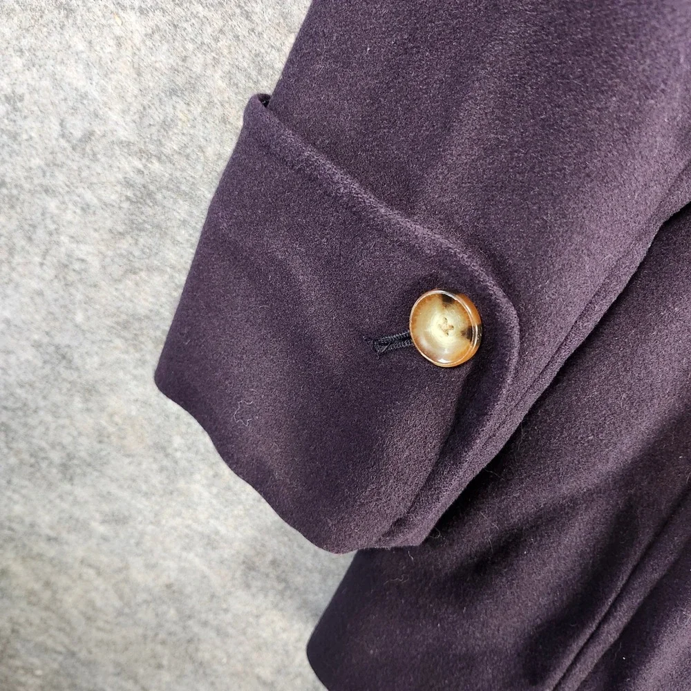 Michael Kors Purple Double Breasted‎ Hooded Wool Blend Coat Women 10 Designer